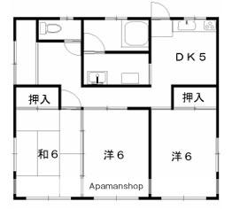 東海道本線 浜松駅 バス乗車時間：15分 富塚中学校バス停で下車 徒歩6分 1階建 築44年(3DK)の間取り写真