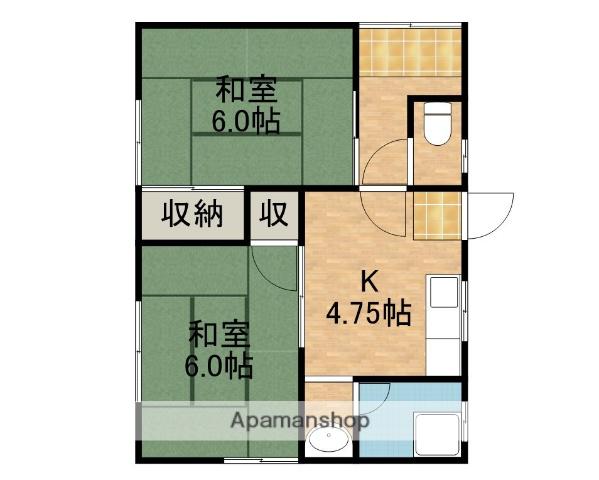 東海道本線 浜松駅 バス乗車時間：55分 二里山橋バス停で下車 徒歩3分 1階建 築42年(2K)の間取り写真