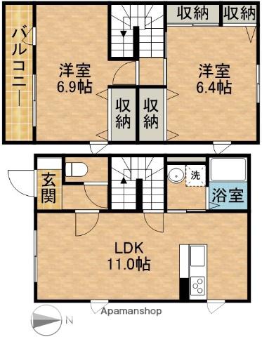 ＬＡ　ＢＥＬＵＣＥ　中島(2LDK)の間取り写真