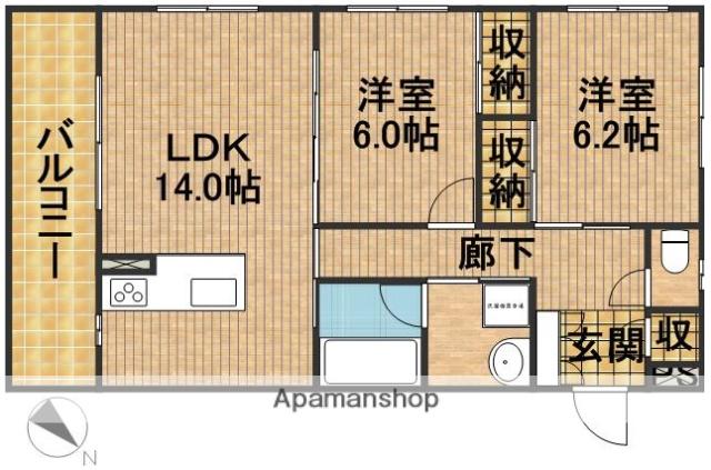 サニースポット(2LDK/4階)の間取り写真