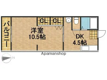シティハイムすみれ(1DK/1階)の間取り写真