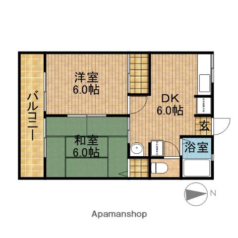 リバーストーンA(2DK/2階)の間取り写真