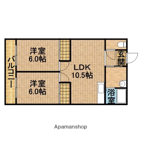 東海道本線 袋井駅 バス乗車時間：22分 山梨バス停で下車 徒歩9分 2階建 築25年(2LDK/2階)の間取り写真