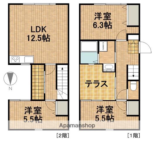 東海道本線 浜松駅 バス乗車時間：8分 南浅田バス停で下車 徒歩3分 2階建 築13年(3LDK)の間取り写真