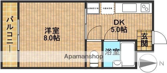 サンバードⅠ(1DK/2階)の間取り写真