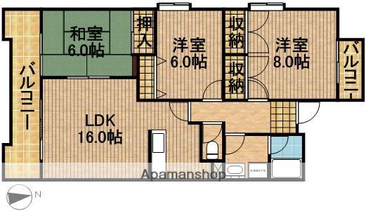 レリブ富塚(3LDK/5階)の間取り写真