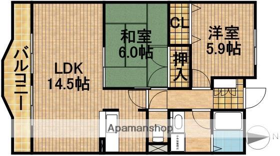 アルフィーネ曳馬野(2LDK/1階)の間取り写真