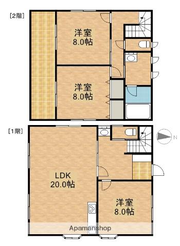 東海道本線 浜松駅 バス乗車時間：16分 西若林バス停で下車 徒歩10分 2階建 築34年(3LDK)の間取り写真