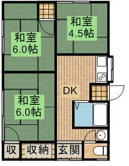 東海道本線 浜松駅 バス乗車時間：22分 小池南バス停で下車 徒歩8分 1階建 築44年(3K)の間取り写真