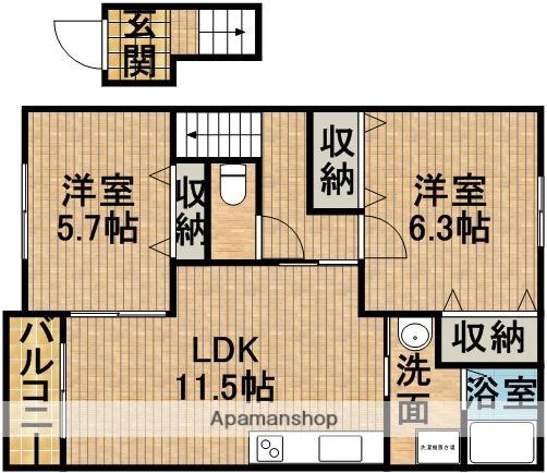マウルール(2LDK/2階)の間取り写真