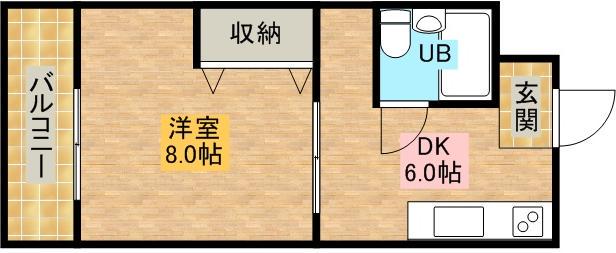 パークヒルズタカハタ(1DK/2階)の間取り写真