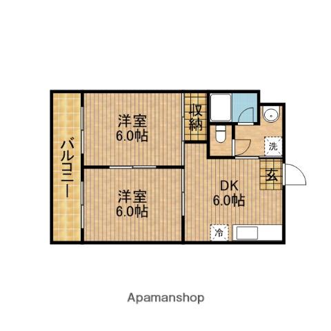 BSマンション(2DK/4階)の間取り写真
