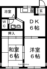 みづほハイツ(2DK/1階)の間取り写真