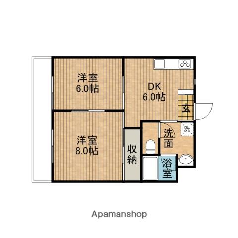 東海道本線 西焼津駅 徒歩6分 3階建 築29年(2DK/1階)の間取り写真