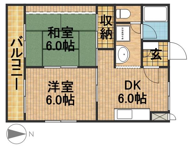 MANSIONEVERGREEN(2DK/2階)の間取り写真