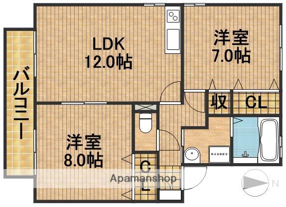 ラフィーネB(2LDK/2階)の間取り写真