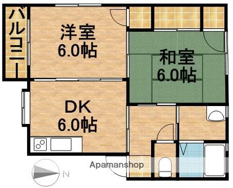 メイプル岩井(2DK/1階)の間取り写真