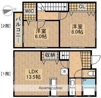 中川テラスハウス(2LDK)の間取り写真