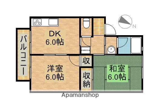 ディアコート富塚(2DK/2階)の間取り写真