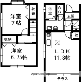 ロフト若林(2LDK)の間取り写真