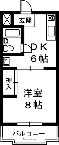 ハイツ天龍Ⅰ(1DK/2階)の間取り写真