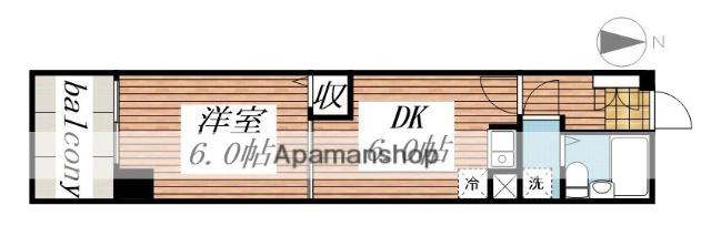 リアライズ山下町(1DK/4階)の間取り写真