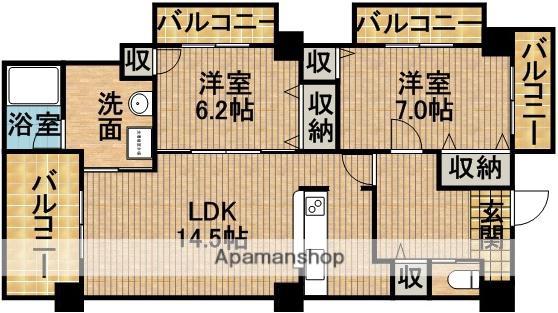ラフィーネ掛川B Ⅱ(2LDK/5階)の間取り写真
