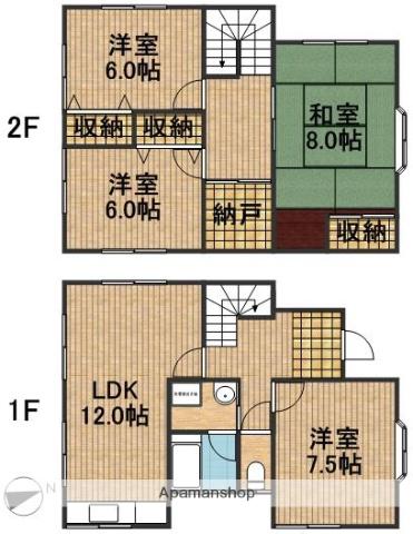 東海道本線 浜松駅 バス乗車時間：10分 ＪＡ蜆塚支店バス停で下車 徒歩2分 2階建 築38年(4LDK)の間取り写真