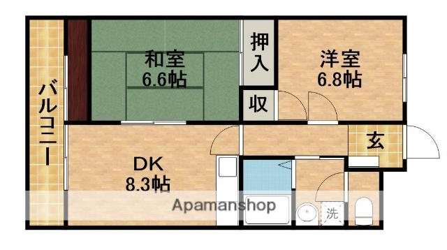 クレール・トヨダ(2DK/4階)の間取り写真