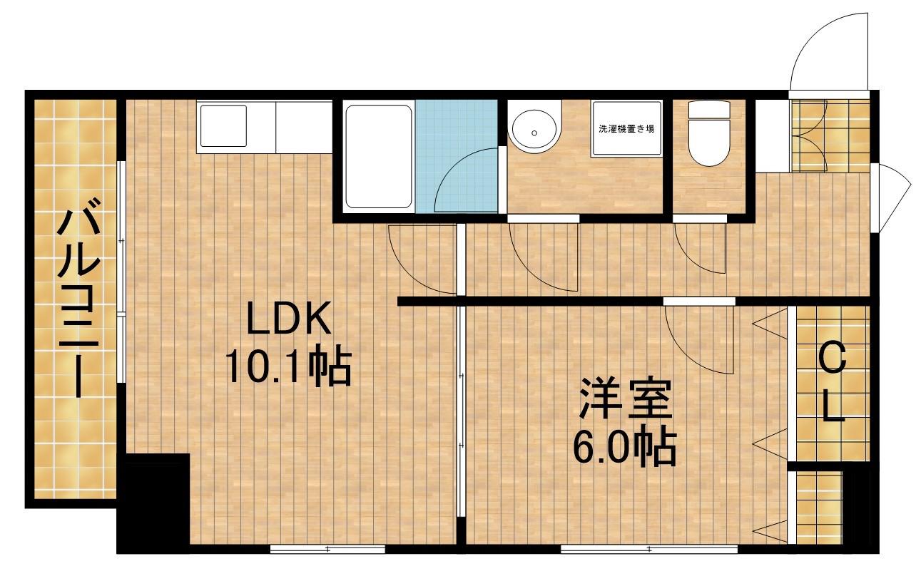 アズビオス元城(1LDK/4階)の間取り写真
