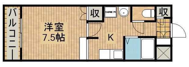 パルコート佐藤(1K/2階)の間取り写真