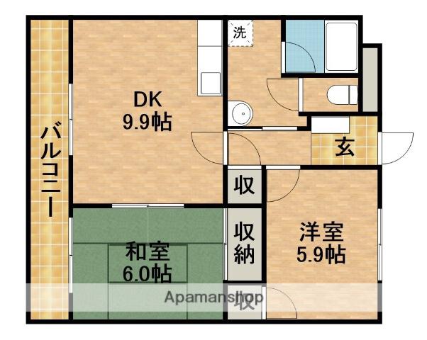 パティオ(2DK/3階)の間取り写真