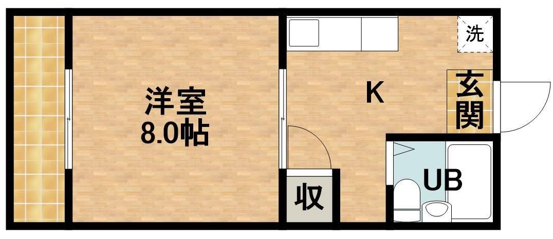 ジュネスコートⅠ(1DK/1階)の間取り写真