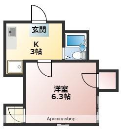 ルミシアⅡ(1K/4階)の間取り写真