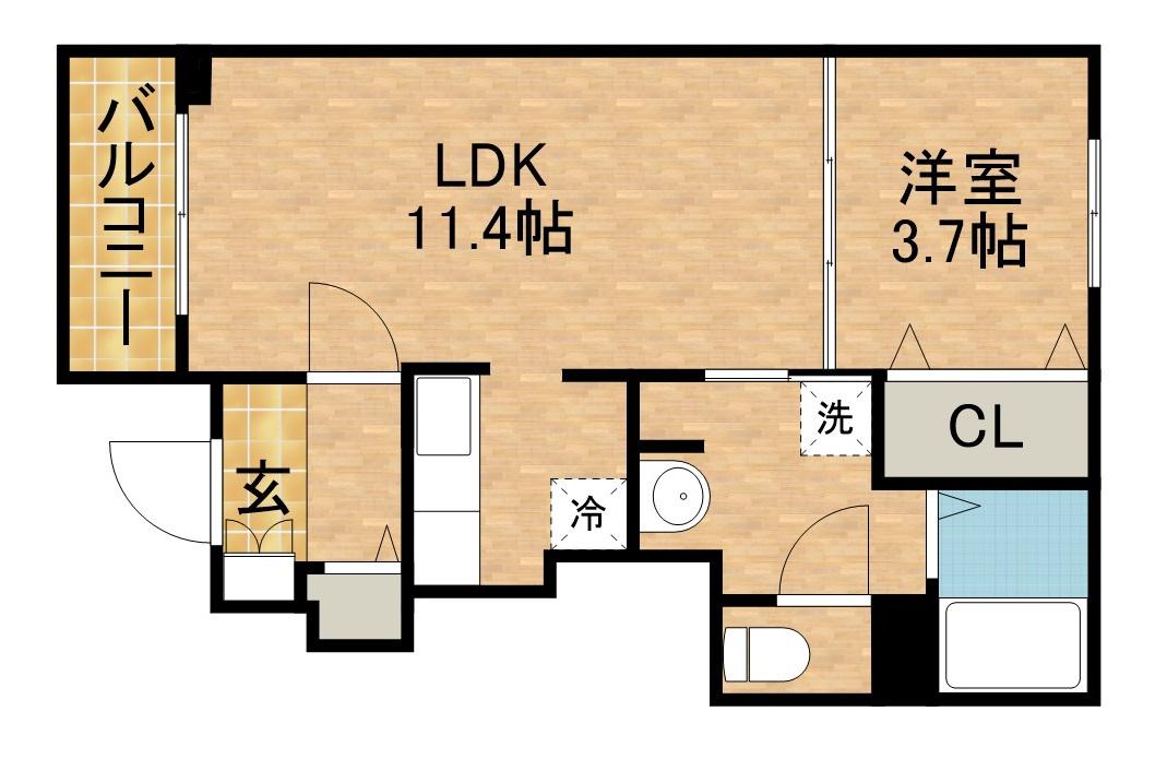 ウエストヒルズ(1LDK/1階)の間取り写真