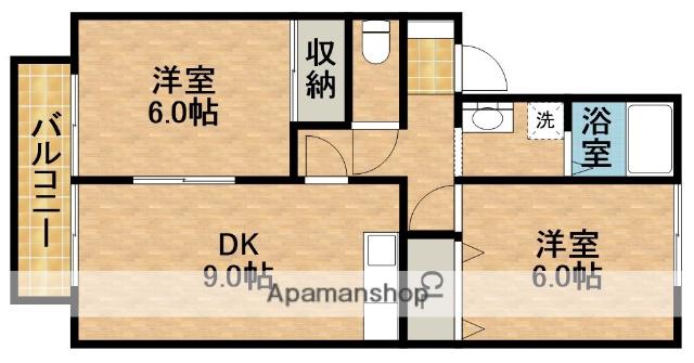 櫛田ハイツ(2DK/2階)の間取り写真