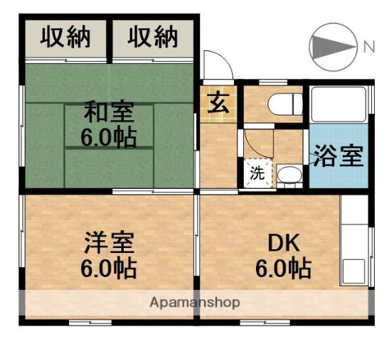 グリーンハウス(2DK/1階)の間取り写真