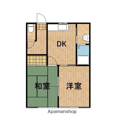 ベルコリーヌ B棟(2DK/1階)の間取り写真