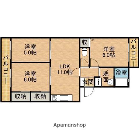 コンシェール東(3LDK/3階)の間取り写真