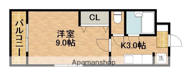 メゾンポプリ(1K/1階)の間取り写真