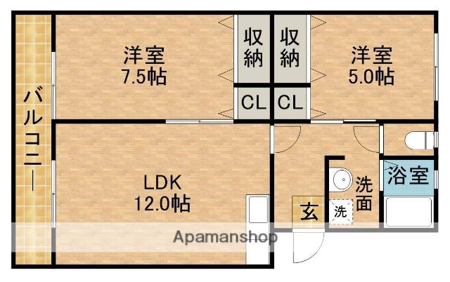 第一マンション佐々(2LDK/3階)の間取り写真
