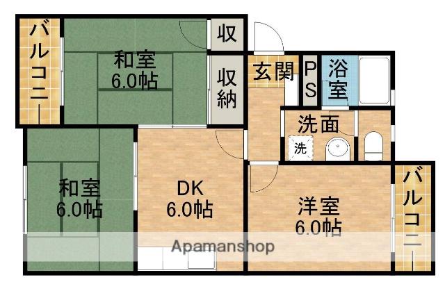 グリーンハイツ楊子(3DK/1階)の間取り写真