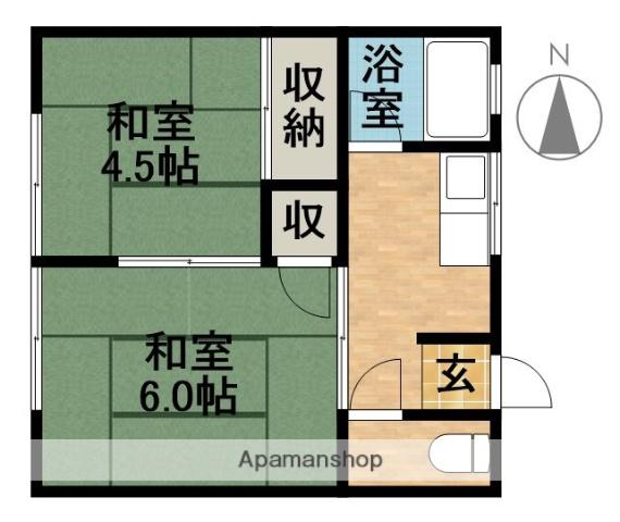 前野荘(2K/2階)の間取り写真