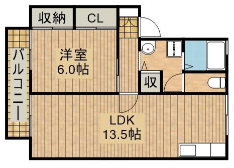エストハウスB(1LDK/2階)の間取り写真