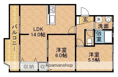 MSタウンⅢ(2LDK/3階)の間取り写真