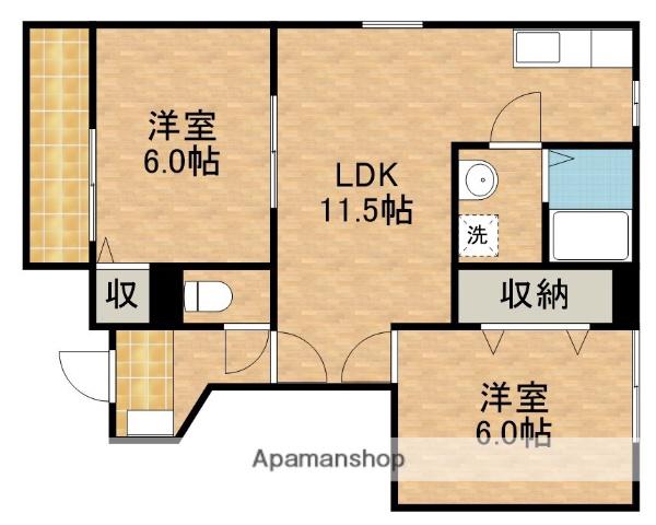 フローレンスⅠ(2LDK/1階)の間取り写真