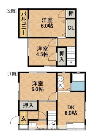 東海道本線 浜松駅 バス乗車時間：15分 本郷中バス停で下車 徒歩2分 2階建 築39年(3DK)の間取り写真
