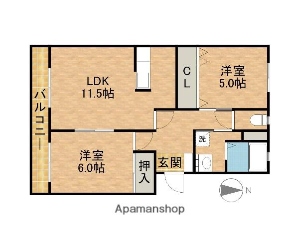 サンレイク(2LDK/2階)の間取り写真