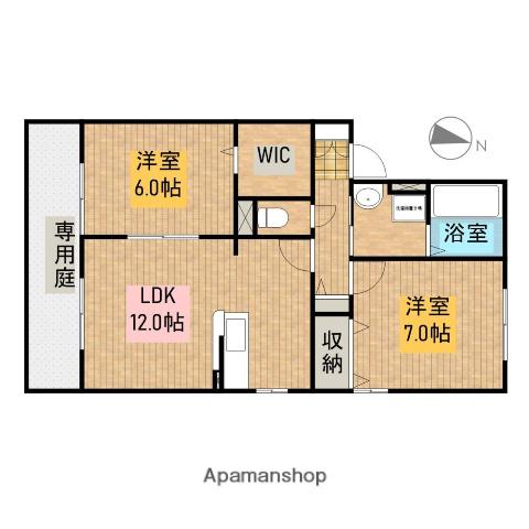 リビングタウン長谷D(2LDK/1階)の間取り写真
