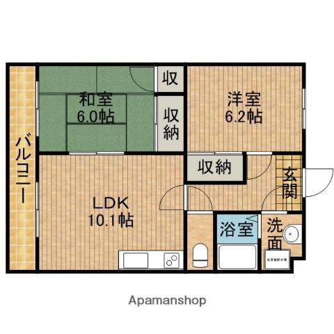 ヴィーヴルⅡ(2LDK/1階)の間取り写真